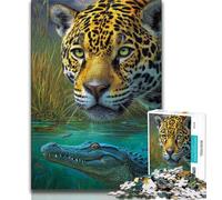 1000 Pieces Jigsaw Puzzles for Adults And Teens Crocodile And Leopard 1000 Pieces for Adults,Game Toys Every Piece Is Unique - Challenging Family Fun Game (size 38x26cm)