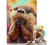 1000 Pieces Jigsaw Puzzles for Adults And Teens Cute Otter,Fun Games Wall Decoration Unique Birthday And Xmas Gifts (38x26cm)