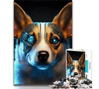 1000 Pieces Jigsaw Puzzles for Adults And Teens Cyborg Corgi Dog Puzzles for Teenagers,with Matching Poster And Trivia Sheet for And Age 14 Years Up 75x50cm