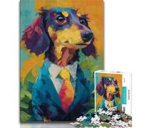 1000 Pieces Jigsaw Puzzles for Adults And Teens Dachshund in A Suit Teenager Puzzles,Stress Reliever Staycation Kill Time Parent-child Interaction (size 75x50cm)
