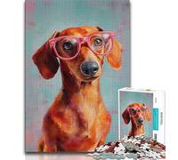 1000 Pieces Jigsaw Puzzles for Adults And Teens Dachshund Wearing Glasses,Learning Educational Toys Family Games Suitable for Desktop Decoration (38x26cm)
