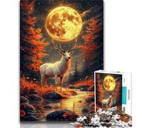 1000 Pieces Jigsaw Puzzles for Adults And Teens Deer Under The Full Moon,Learning Educational Toys Family Games Enhance Love between Couples (38x26cm)