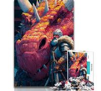 1000 Pieces Jigsaw Puzzles for Adults And Teens Dragon Knight,Help The Brain Exercise Addictive Toys to Cultivate Patience Enhance Memory (75x50cm)