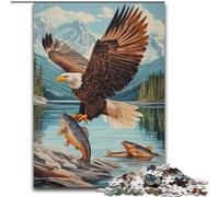 1000 Pieces Jigsaw Puzzles for Adults And Teens Eagle Catching Fish, Challenging Game And Family Play with Fully Interlocking Randomly Shaped Pieces 50x75cm