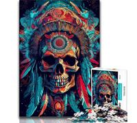 1000 Pieces Jigsaw Puzzles for Adults And Teens First Nations Skull 1000 Piece Jigsaw,Vibrant And Unique Design Relaxing & Challenging Puzzle Experience 26x38cm