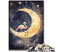 1000 Pieces Jigsaw Puzzles for Adults And Teens Flamingos Under The Moon Puzzles for Teenagers,Staycation Kill Time with Matching Poster And Trivia Sheet (26x38cm)