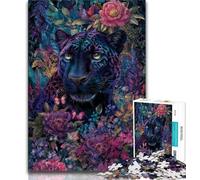 1000 Pieces Jigsaw Puzzles for Adults And Teens Floral Black Panther 1000 Pieces for Adults,Birthday Present, Gifts, Wall Art for Ages 14+ (size 38x26cm)