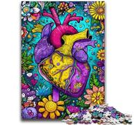 1000 Pieces Jigsaw Puzzles for Adults And Teens Floral Heart Puzzles for Teenagers,with Matching Poster And Trivia Sheet for And Age 14 Years Up (26x38cm)