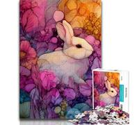 1000 Pieces Jigsaw Puzzles for Adults And Teens Flower Bunny 1000 Piece Jigsaw,Stress Reliever Difficult Challenge Suitable for Desktop Decoration 75x50cm