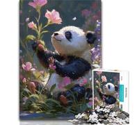 1000 Pieces Jigsaw Puzzles for Adults And Teens Flower Panda,Fun Games Wall Decoration Unique Birthday And Xmas Gifts (38x26cm)