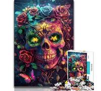 1000 Pieces Jigsaw Puzzles for Adults And Teens Flower Skull 1000 Pieces for Adults,Birthday Present, Gifts, Wall Art for Ages 14+ (size 38x26cm)