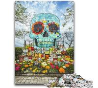 1000 Pieces Jigsaw Puzzles for Adults And Teens Flowers Skull Educational Family Game with Fully Interlocking Randomly Shaped Pieces 26x38cm