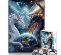 1000 Pieces Jigsaw Puzzles for Adults And Teens Flying Dragons Circling The Earth,Artistic Wall Decor & Birthday Gift Idea for Friends,Home Office (38x26cm)