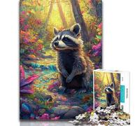 1000 Pieces Jigsaw Puzzles for Adults And Teens Forest Raccoon Teenager Puzzles,Fun Games Wall Decoration Unique Birthday And Xmas Gifts (size 75x50cm)