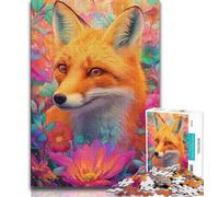 1000 Pieces Jigsaw Puzzles for Adults And Teens Fox And Flowers Puzzles for Teenagers,Brain Teaser - Birthday Gift for Men 26x38cm