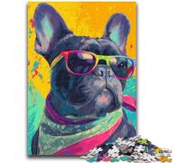 1000 Pieces Jigsaw Puzzles for Adults And Teens French Bulldog Wearing Glasses 1000 Piece Jigsaw,for Educational Game Challenge Toy Deal As Gifts for The Whole Family (38x26cm)