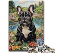 1000 Pieces Jigsaw Puzzles for Adults And Teens French Bulldog with Flowers 1000 Pieces for Teenagers,deal As Gifts for The Whole Family for Ages 14+ (75x50cm)
