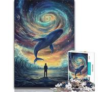 1000 Pieces Jigsaw Puzzles for Adults And Teens Galaxy Whale,Stress Reliever Staycation Kill Time with Matching Poster And Trivia Sheet (38x26cm)