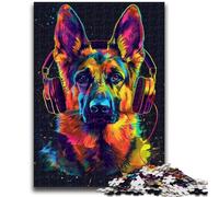 1000 Pieces Jigsaw Puzzles for Adults And Teens German Shepherd DJ Neon Puzzles,Educational Games Home Decoration Suitable for Desktop Decoration (75x50cm)