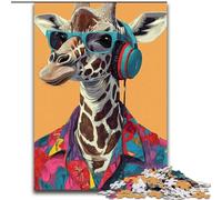1000 Pieces Jigsaw Puzzles for Adults And Teens Giraffe Listening to Music Educational Games Home Decoration for Is Ideal As A Gift for The Whole Family 26x38cm