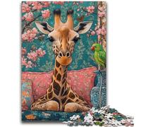 1000 Pieces Jigsaw Puzzles for Adults And Teens Giraffe on The Sofa for And 14 Years And over Interesting Stress Reduction Gifts for Friends And Family 26x38cm