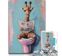 1000 Pieces Jigsaw Puzzles for Adults And Teens Giraffe on The Toilet 1000 Piece Jigsaw,Stress Reliever Difficult Challenge Home Decoration Toys 26x38cm
