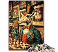 1000 Pieces Jigsaw Puzzles for Adults And Teens Giraffes Playing Chess for Age 14 Years And over Family Games Christmas Game Presents for Women 50x75cm