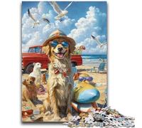 1000 Pieces Jigsaw Puzzles for Adults And Teens Golden Retriever on Vacation Train Your Brain And Hands Gifts for Friends And Family 50x75cm