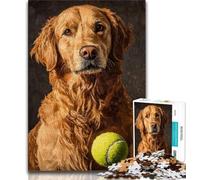 1000 Pieces Jigsaw Puzzles for Adults And Teens Golden Retriever Playing Tennis Adult Jigsaw,Learning Educational Toys Family Games Gifts for Friends And Family 26x38cm
