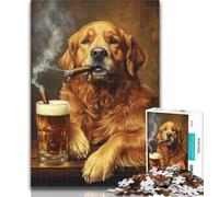 1000 Pieces Jigsaw Puzzles for Adults And Teens Golden Retriever Smoking Adult Puzzles,Challenging Game Toys Wall Decoration Unique Birthday And Xmas Gifts 26x38cm