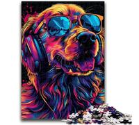 1000 Pieces Jigsaw Puzzles for Adults And Teens Golden Retriever with Headphones Train Your Brain And Hands Gifts for Friends And Family 50x75cm