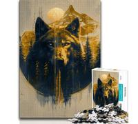 1000 Pieces Jigsaw Puzzles for Adults And Teens Golden Wolf,Challenging Game And Family Play with Fully Interlocking Randomly Shaped Pieces 38x26cm