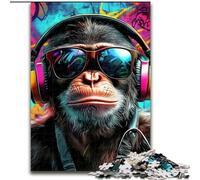 1000 Pieces Jigsaw Puzzles for Adults And Teens Gorilla with Headphones, for And from 14 Years And over Educational Learning Toys Family Games Birthday Present (Size 50x75cm)