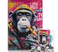 1000 Pieces Jigsaw Puzzles for Adults And Teens Graffiti Chimpanzee Jigsaw,Learning Educational Toys Family Games Unique Birthday And Gifts (size 38x26cm)