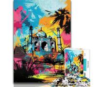 1000 Pieces Jigsaw Puzzles for Adults And Teens Graffiti Taj Mahal Puzzles,Educational Games Home Decoration Suitable for Desktop Decoration 26x38cm
