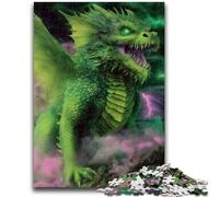 1000 Pieces Jigsaw Puzzles for Adults And Teens Green Flying Dragon Help The Brain Exercise Addictive Toys to Cultivate Patience Gift For Birthdays 26x38cm