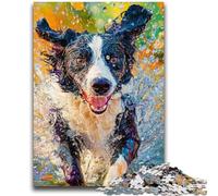 1000 Pieces Jigsaw Puzzles for Adults And Teens Happy Border Collie 1000 Piece Jigsaw,Stress Reliever Difficult Challenge Suitable for Desktop Decoration (50x75cm)