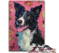 1000 Pieces Jigsaw Puzzles for Adults And Teens Happy Border Collie Puzzles for Teenagers,with Matching Poster And Trivia Sheet for And Age 14 Years Up (26x38cm)