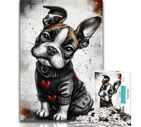 1000 Pieces Jigsaw Puzzles for Adults And Teens Happy Boxer Puppy,Challenging Game And Family Play with Fully Interlocking Randomly Shaped Pieces 38x26cm