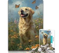 1000 Pieces Jigsaw Puzzles for Adults And Teens Happy Golden Retriever Teenager Puzzles,Fun Games Wall Decoration Unique Birthday And Xmas Gifts (size 75x50cm)