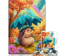 1000 Pieces Jigsaw Puzzles for Adults And Teens Hedgehog Holding An Umbrella Adult Puzzles,Educational Games Home Decoration Suitable for Desktop Decoration (size 38x26cm)