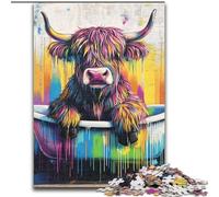 1000 Pieces Jigsaw Puzzles for Adults And Teens Highland Cow in The Bathtub Educational Games Home Decoration for Is Ideal As A Gift for The Whole Family 50x75cm