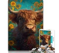 1000 Pieces Jigsaw Puzzles for Adults And Teens Highland Cow Sunflower,Artistic Wall Decor & Birthday Gift Idea for Friends,Home Office (38x26cm)