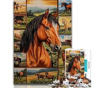 1000 Pieces Jigsaw Puzzles for Adults And Teens Horse Collage Adult Puzzles,Educational Games Home Decoration Suitable for Desktop Decoration (size 38x26cm)