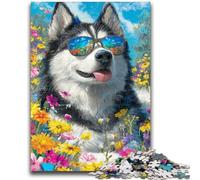 1000 Pieces Jigsaw Puzzles for Adults And Teens Huskies And Flowers Educational Stress Relief Toy Secret Santa Gifts for Age 14 26x38cm