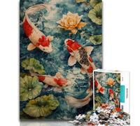 1000 Pieces Jigsaw Puzzles for Adults And Teens Japanese Style Koi Teenager Puzzles,Fun Games Wall Decoration Unique Birthday And Xmas Gifts (size 75x50cm)
