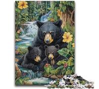 1000 Pieces Jigsaw Puzzles for Adults And Teens Jungle Black Bear Educational Family Game with Fully Interlocking Randomly Shaped Pieces 26x38cm