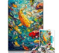1000 Pieces Jigsaw Puzzles for Adults And Teens Koi Oil Painting 1000 Piece Jigsaw,Stress Reliever Difficult Challenge Suitable for Desktop Decoration 75x50cm