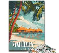 1000 Pieces Jigsaw Puzzles for Adults And Teens Maldives Beach Bliss Toys Educational Games Stress Relieving Suitable for Desktop Decoration (size 50x70cm)