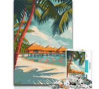 1000 Pieces Jigsaw Puzzles for Adults And Teens Maldives Beach Resort,Learning Educational Toys Family Games Enhance Love between Couples (38x26cm)